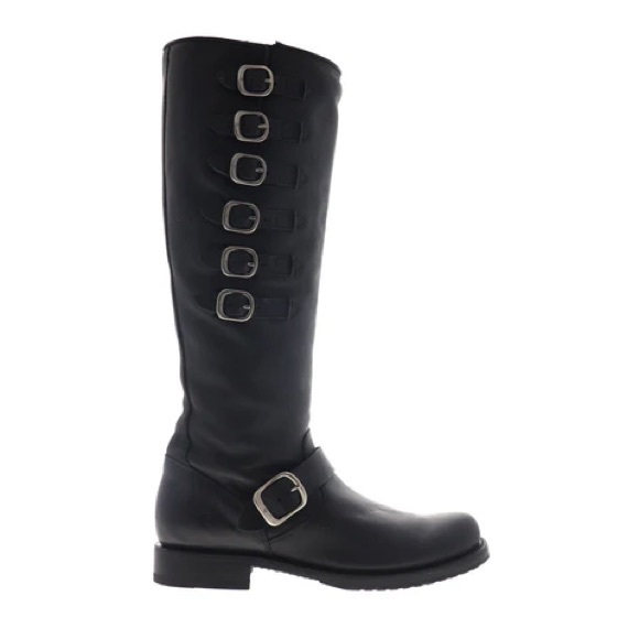 Frye Shoes - Frye Women’s 6.5B Veronica Belted Tall Black Leather Zipper Knee High Boots.